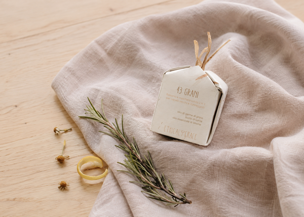 Confezione di 43 Grani, balsamo e maschera solida 2 in 1 per capelli secchi, con rosmarino e camomilla su lino naturale