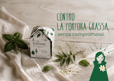 Incomparabile shampoo solido antiforfora naturale Ethical Grace, packaging in carta artigianale su legno