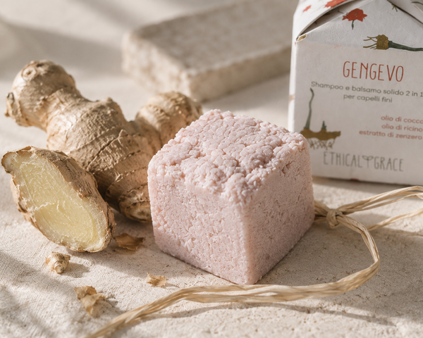 Panetto Gengevo con radice di zenzero, shampoo solido 2 in 1 per capelli fini